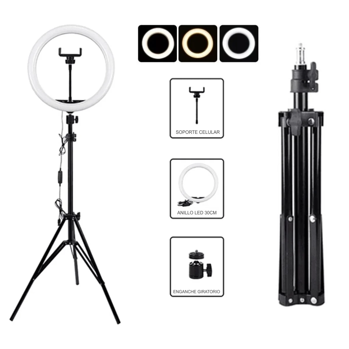 Aro Led 30cm + Trípode - Image 2