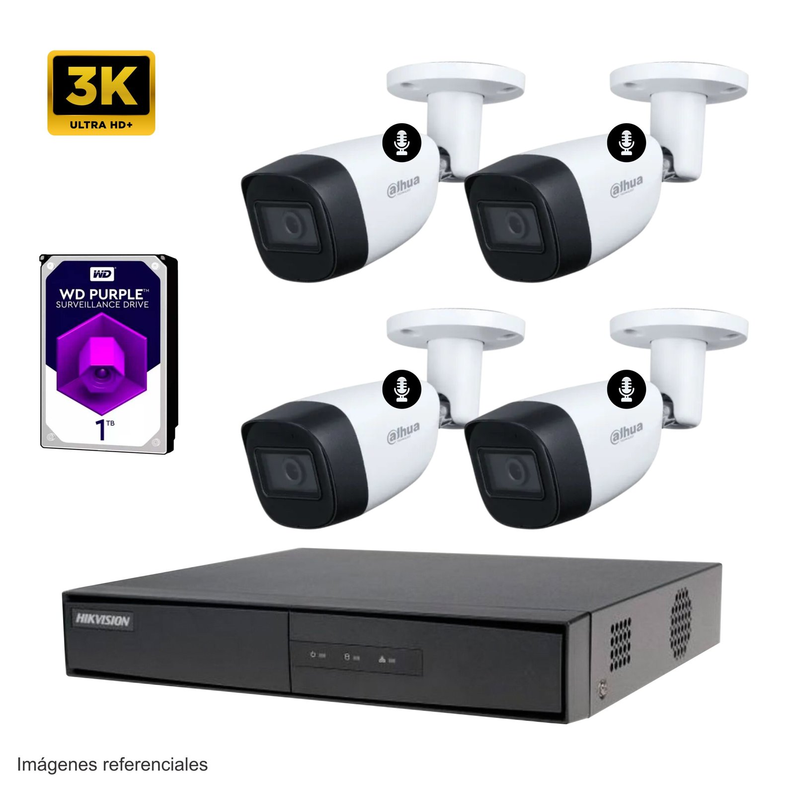 Kit 4 cámaras 3K/5mp – GRATIS 1TB