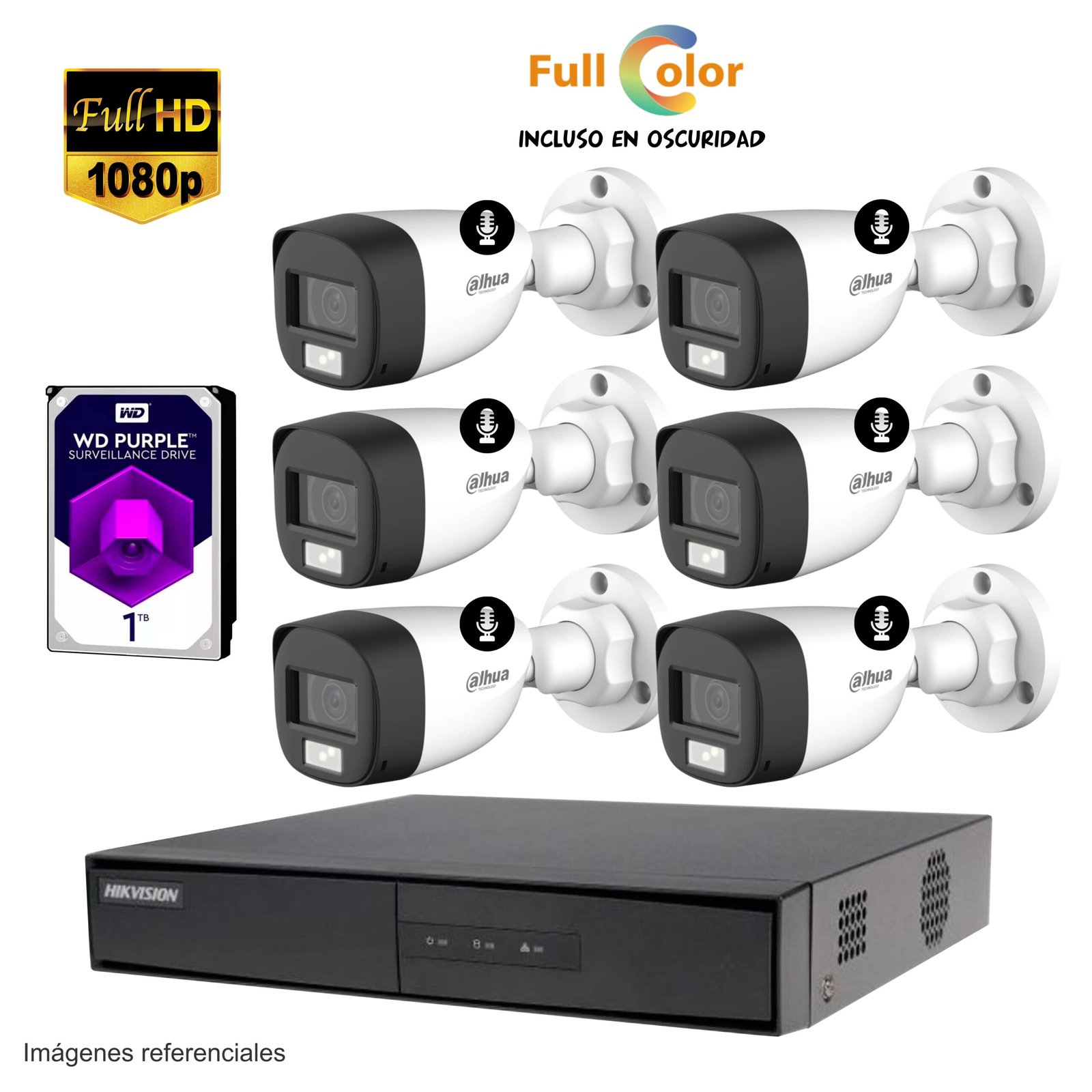 Kit 6 cámaras FULL HD + Full Color – GRATIS 1TB