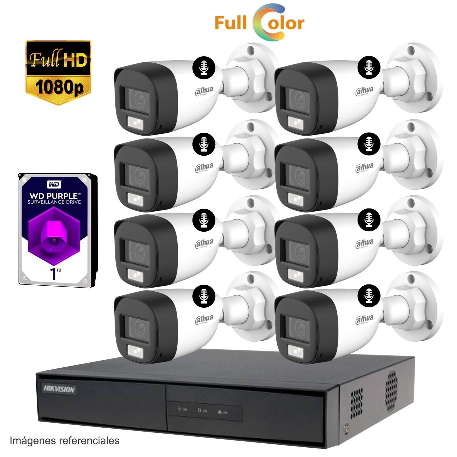 Kit 8 cámaras FULL HD + Full Color – GRATIS 1TB