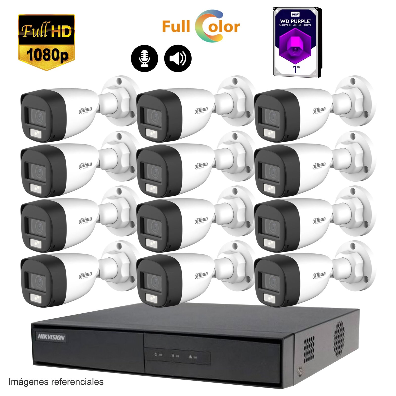 Kit 12 cámaras FULL HD + Smart Full Color – GRATIS 1TB