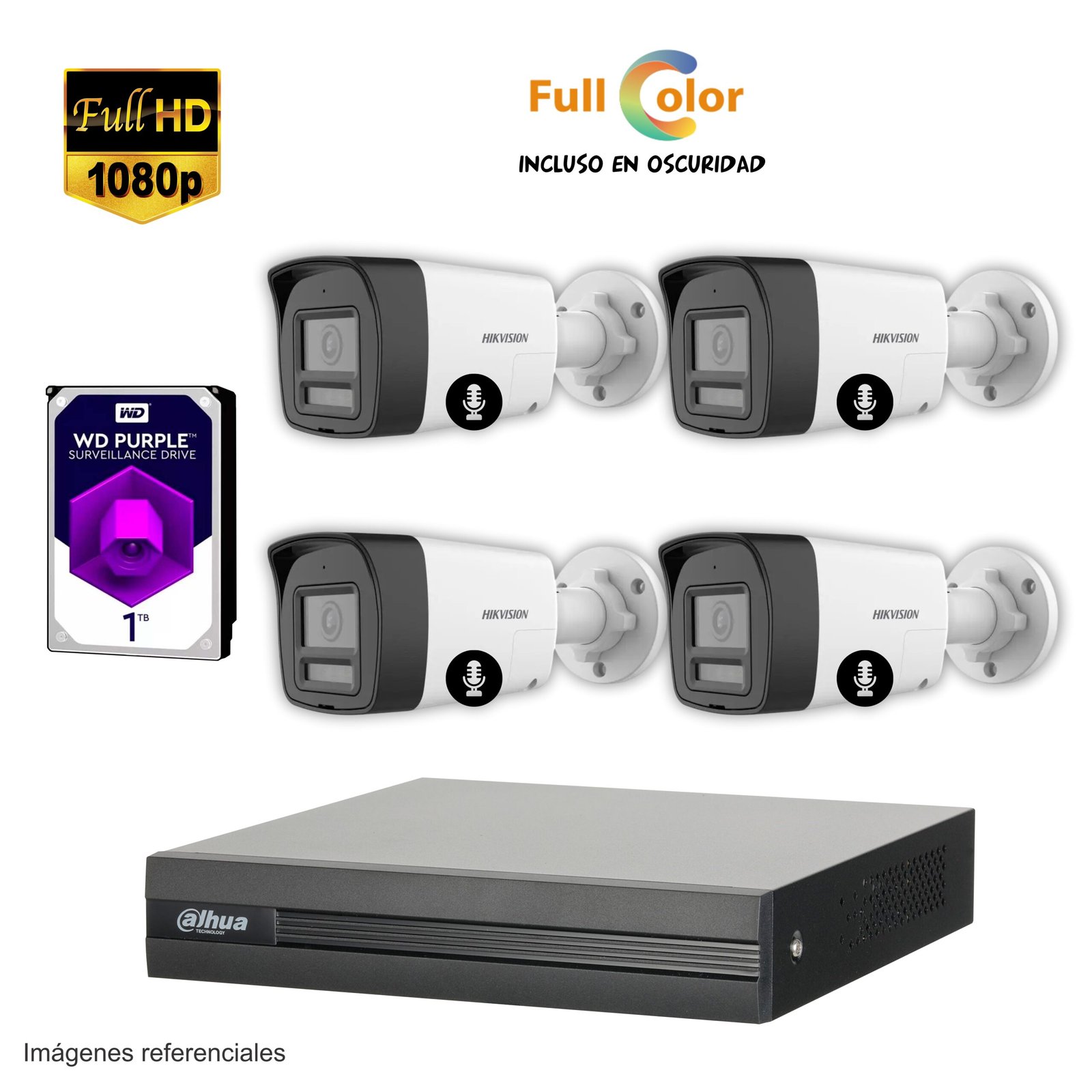 Kit 4 cámaras FULL HD + Full Color – GRATIS 1TB