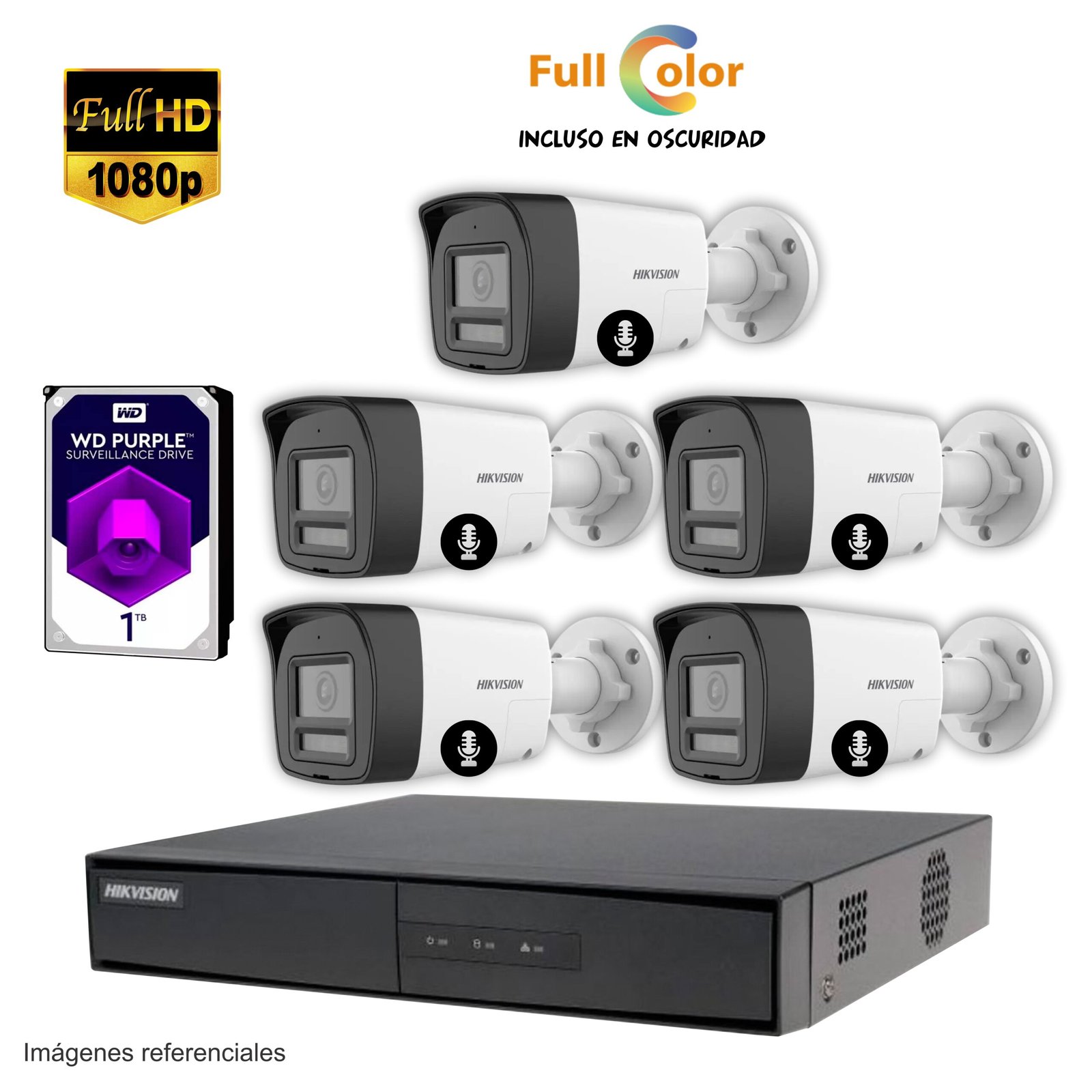 Kit 5 cámaras FULL HD + Full Color – GRATIS 1TB