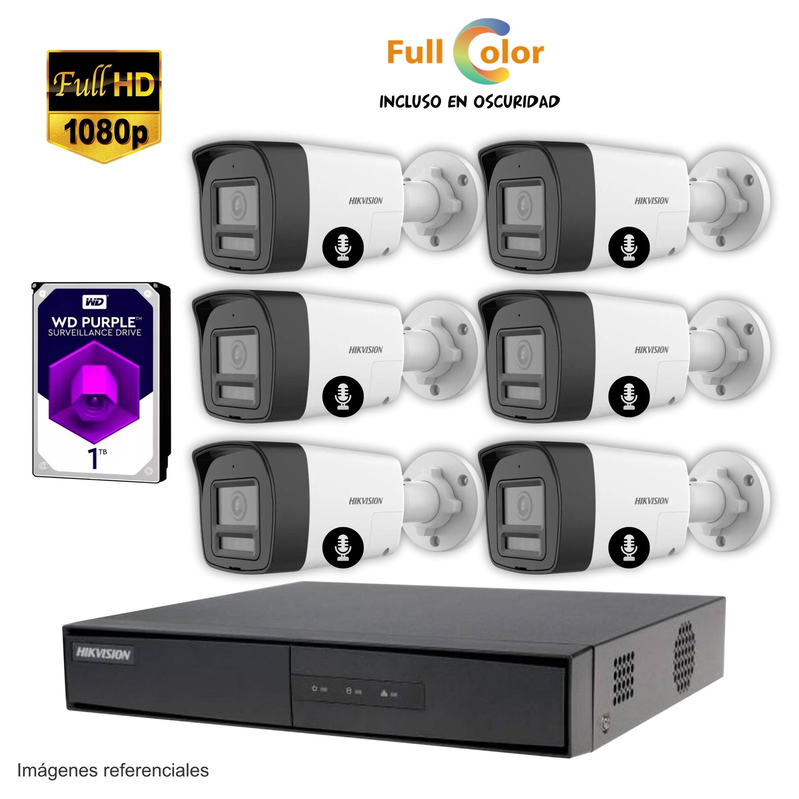 Kit 6 cámaras FULL HD + Full Color – GRATIS 1TB