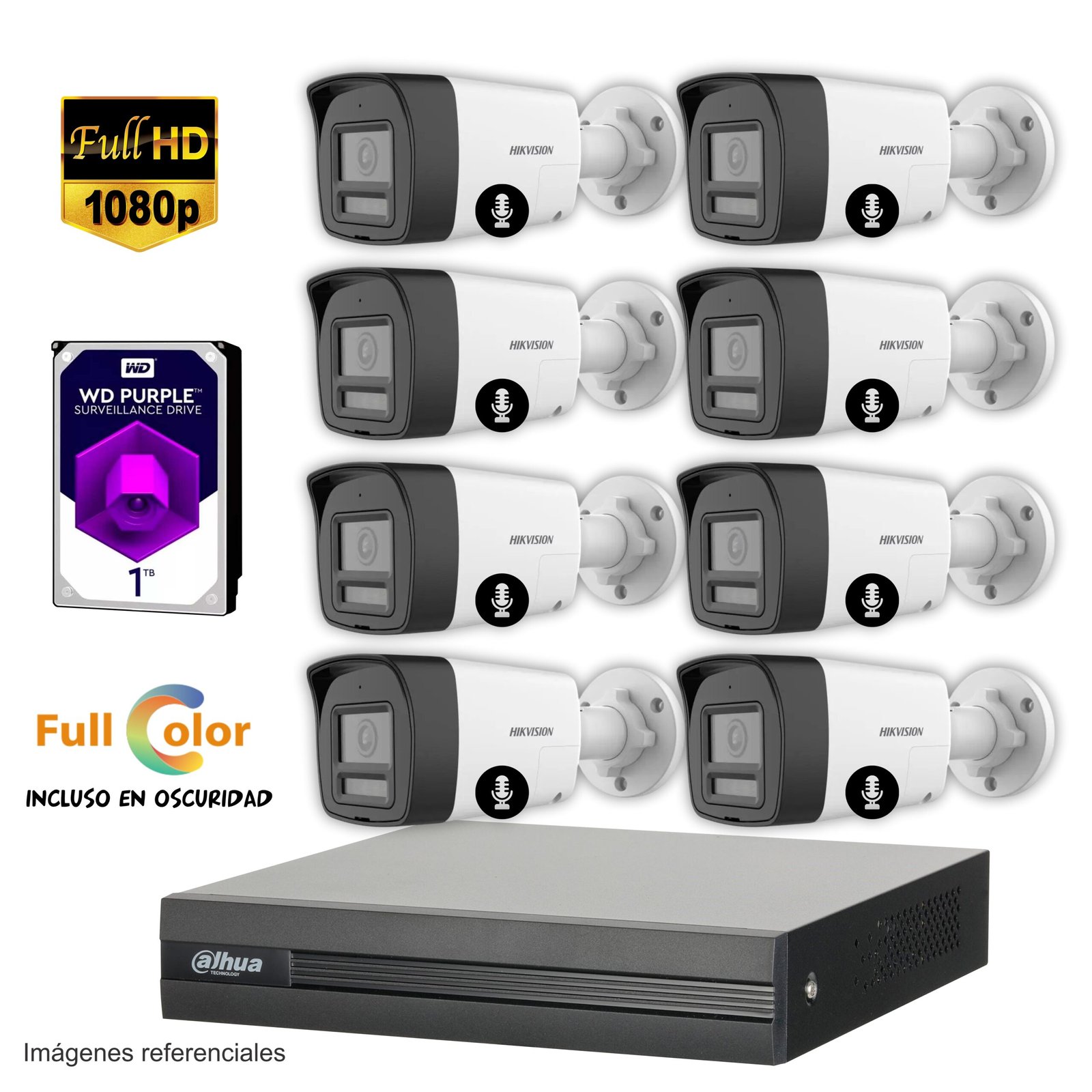 Kit 8 cámaras FULL HD + Full Color – GRATIS 1TB