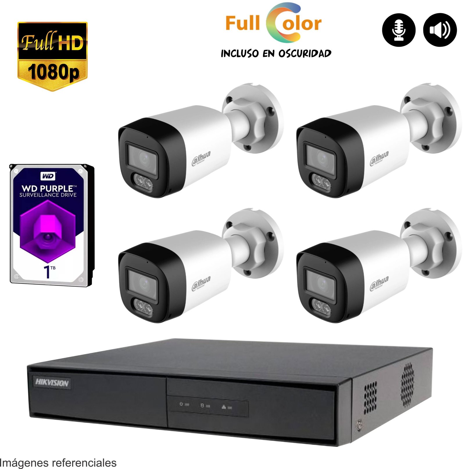 Kit 4 cámaras FULL HD + Smart Full Color – GRATIS 1TB
